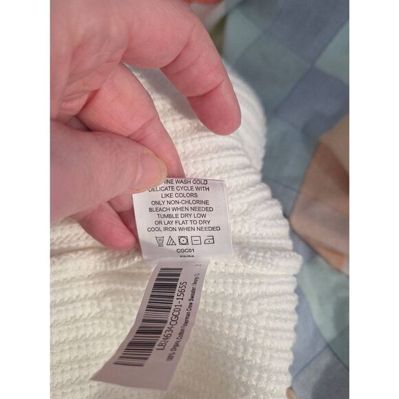 Quince Organic Cotton Fisherman Crew Ivory Sz. L - Picture 9 of 13